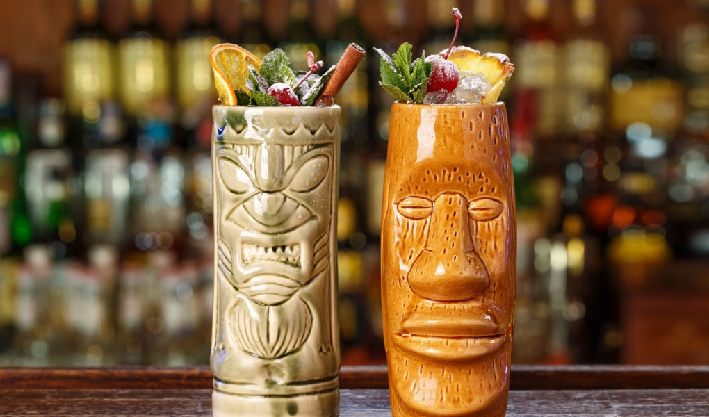 Strawberry Mango Bliss in a Tropical Tiki Glass